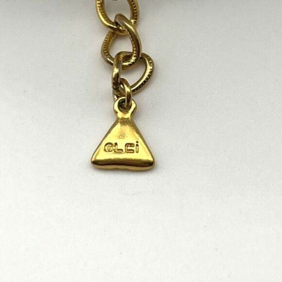 Vintage 80s Liz Claiborne Layered Beaded sunFlower pendant charm style Gold tone - Picture 3 of 5